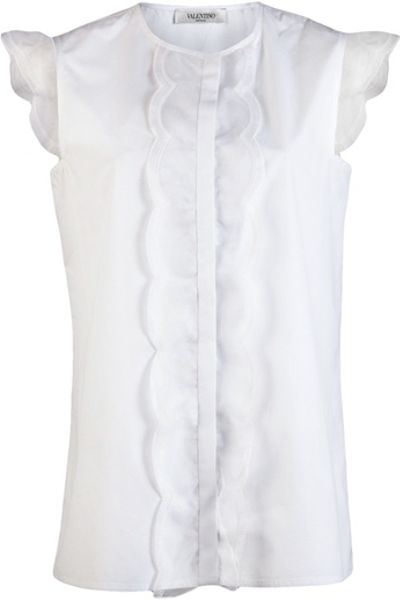 Valentino Lace Blouse in White - Lyst