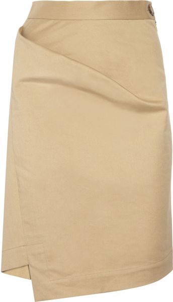 Vivienne Westwood Anglomania New Accident Folded Stretchcotton Skirt in Beige - Lyst