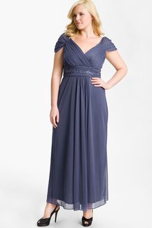 Alex Evenings Beaded Cap Sleeve Mesh Dress - Lyst