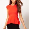 Asos Collection Asos Top with Peplum in Ponti in Orange - Lyst