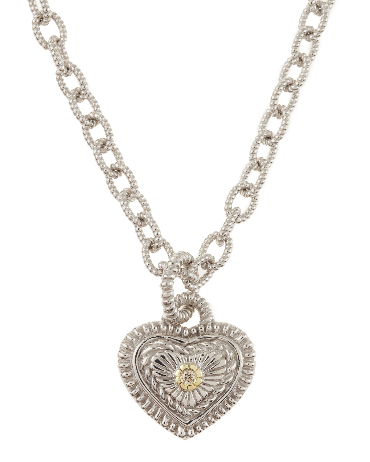 Judith Ripka Diamond Heart Pendant In Metallic Lyst