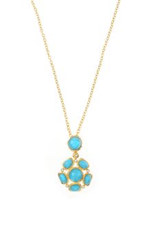 Kenneth Jay Lane Turquoise Rhinestone Medallion Necklace - Lyst