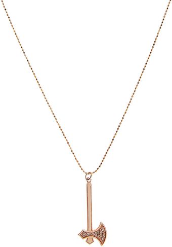  Diamond Axe Pendant Necklace 