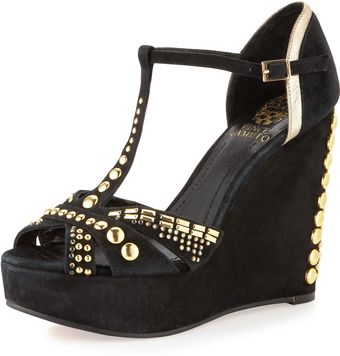  Simona Studded Suede Wedge 