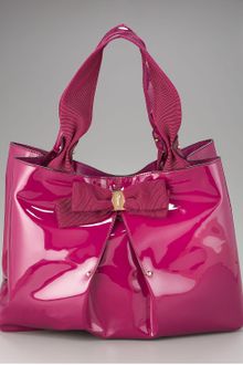 Ferragamo Selene Patent-leather Tote - Lyst