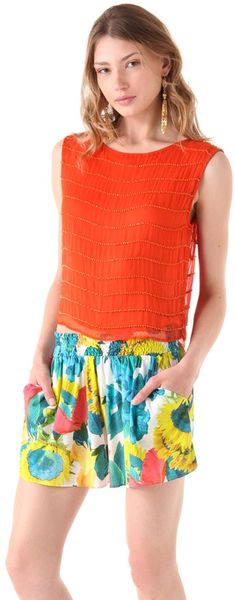 Alice + Olivia Mandy Chain Crop Top in Orange - Lyst