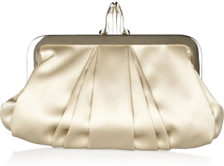Christian Louboutin Mini Loubi Satin Frame Clutch in Silver (champagne) - Lyst