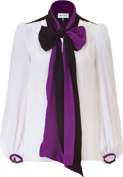 Emilio Pucci White Silk Top with Amethyst Collar in White - Lyst