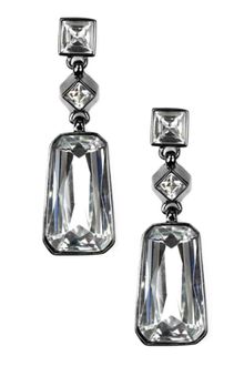 Givenchy Medium Hematite Tone Rectangular Crystal Drop Earrings - Lyst