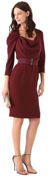 Long Sleeve Cowl Front Dress 