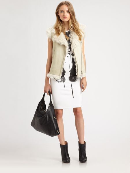 Mcq By Alexander Mcqueen Lambskin Leather and Shearling Vest in Beige (bone) - Lyst