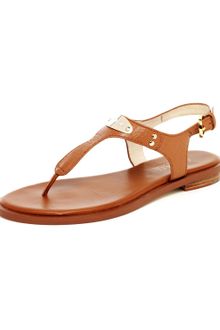 Michael by Michael Kors Logoplate Leather Thong Sandal - Lyst