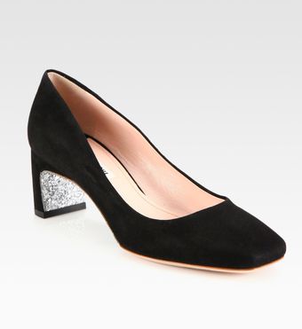  Suede Glitter Pumps 
