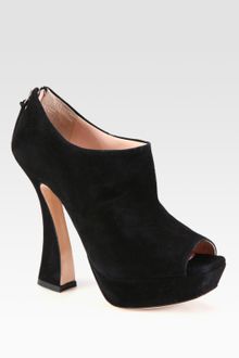 Miu Miu Suede Peep Toe Ankle Boots - Lyst