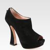 Miu Miu Suede Peep Toe Ankle Boots in Black - Lyst