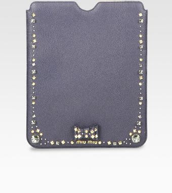 Miu Miu Madras Embellished Leather Case For Ipad - Lyst