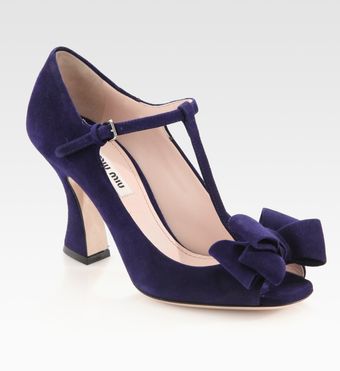  Suede T-strap Bow Sandals 