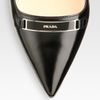 Prada Leather Point Toe Logo Pumps in Black - Lyst