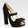 Prada Suede Mary Jane Toe Cap Pumps in Black - Lyst