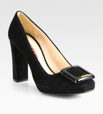  Suede Platform Buckle Pumps 