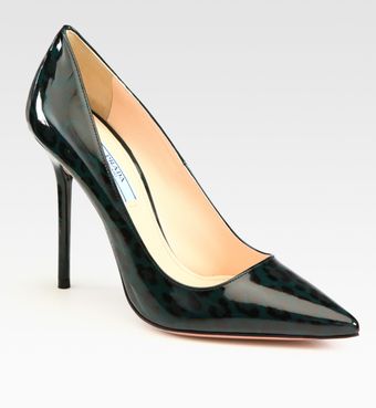Prada Printed Patent Leather Point Toe Pumps - Lyst