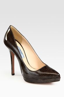 Prada Printed Patent Leather Platform Pumps - Lyst