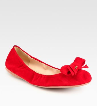  Suede Bow Ballet Flats 