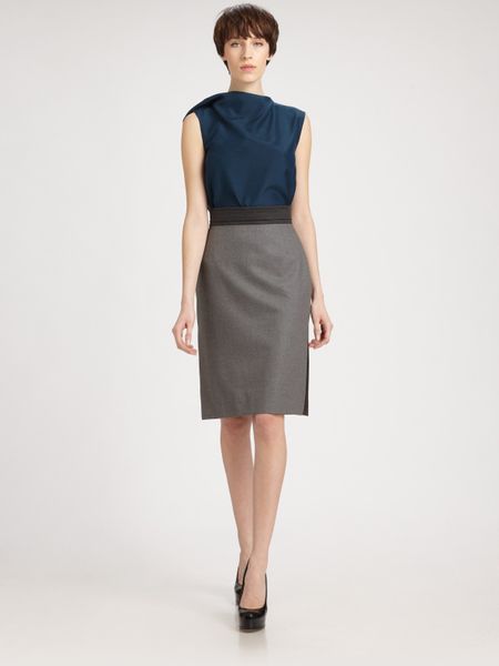 Yves Saint Laurent Crepe Scarf Blouse in Blue (teal) - Lyst