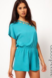 ASOS Collection Asos Petite Exclusive Cut Out Playsuit with One Shoulder - Lyst