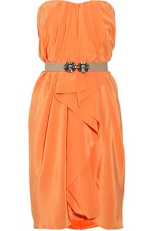 BCBGMAXAZRIA Belted Silkcharmeuse Dress - Lyst