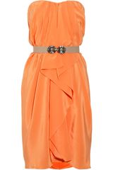 BCBGMAXAZRIA Belted Silkcharmeuse Dress