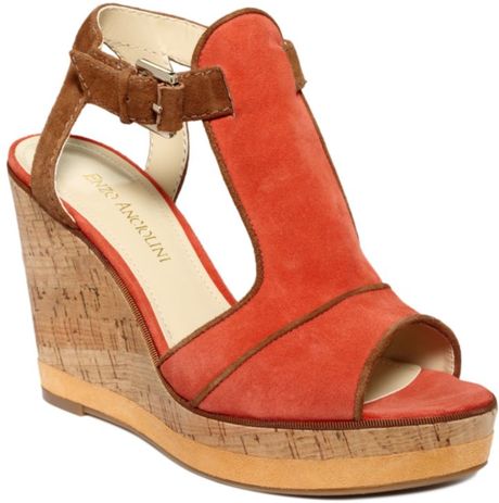 Enzo Angiolini Gesso Wedge Sandals in Orange (clementine) | Lyst