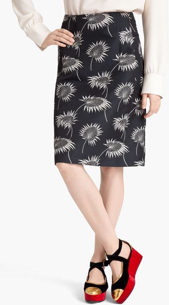 Marni Floral Print Aline Skirt in Black - Lyst