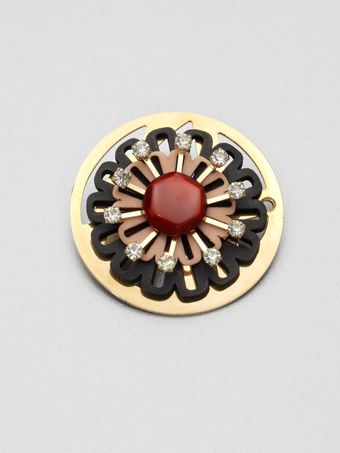 Marni Stone Accented Circular Floral Pin - Lyst
