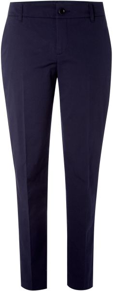Stefanel Gabardine Stretch Trousers in Blue (navy) - Lyst