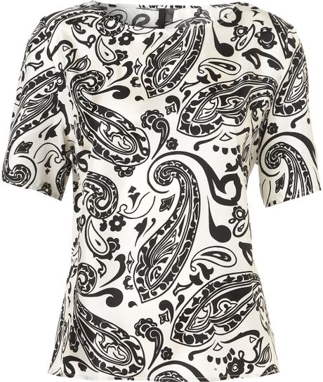 Topshop Paisley Print Silk Tee By Boutique in Black - Lyst