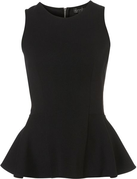 Topshop Panel Peplum Shell Top in Black - Lyst