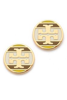 Tory Burch Striped Logo Stud Earring - Lyst