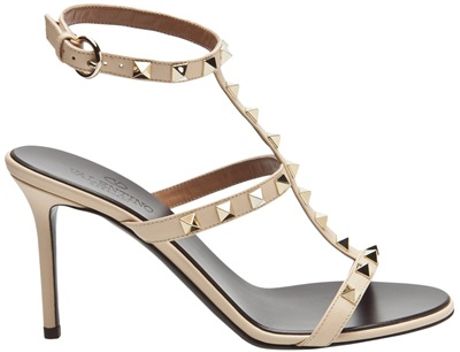 Valentino Rock Stud Sandal In Beige Nude Lyst