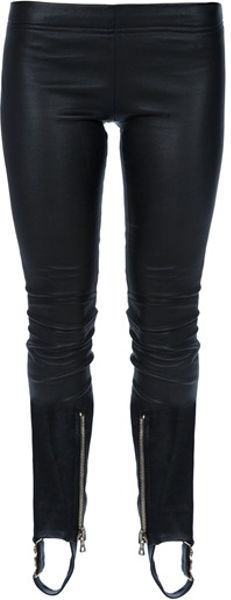 Balmain Leather Leggings in Black - Lyst