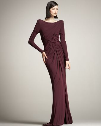 Elie Saab Front-slit Ruched Gown - Lyst