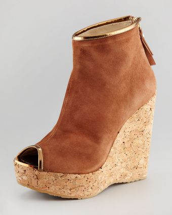 Paw Corkwedge Suede Bootie 