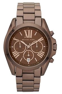 Michael Kors Womens Chronograph Bradshaw Espresso Tone Stainless Steel Bracelet 43mm - Lyst