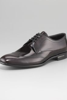 Prada Spazzolato Wingtip Laceup with Stitching - Lyst