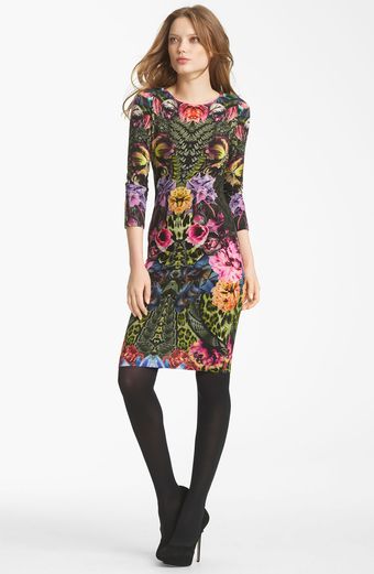 Roberto Cavalli Flower Print Jersey Dress - Lyst