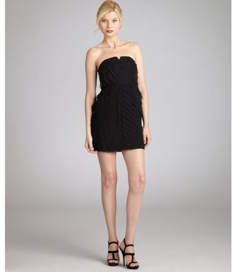 Adam Black Silk Tiered Strapless Cocktail Dress - Lyst