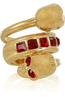 Alexander McQueen Swarovski Crystal Doubleskull Ring - Lyst