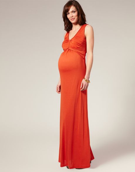 ... Asos Maternity Exclusive Plait Detail Maxi Dress in (ginger