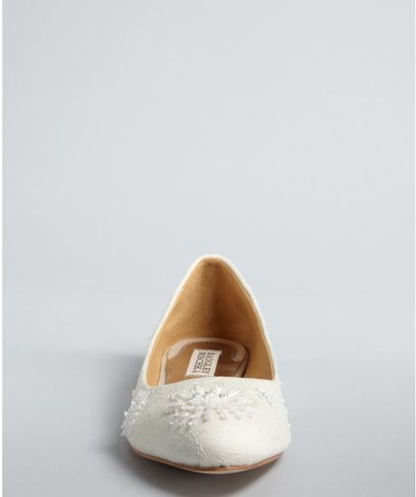 badgley mischka white flats