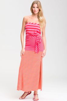 Black Strapless Maxi Dress on Bcbgmaxazria Strapless Print Maxi Dress In Pink Black White Combo